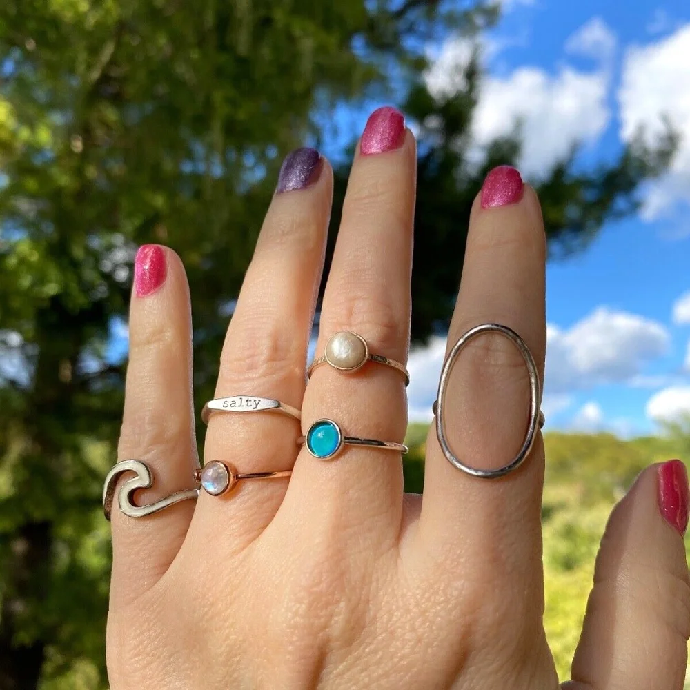 *sold on ebay* 6 Rings  PURA VIDA Moonstone Mood Wave Salty Pearl Oval Size 6/7 - Picture 8 of 8